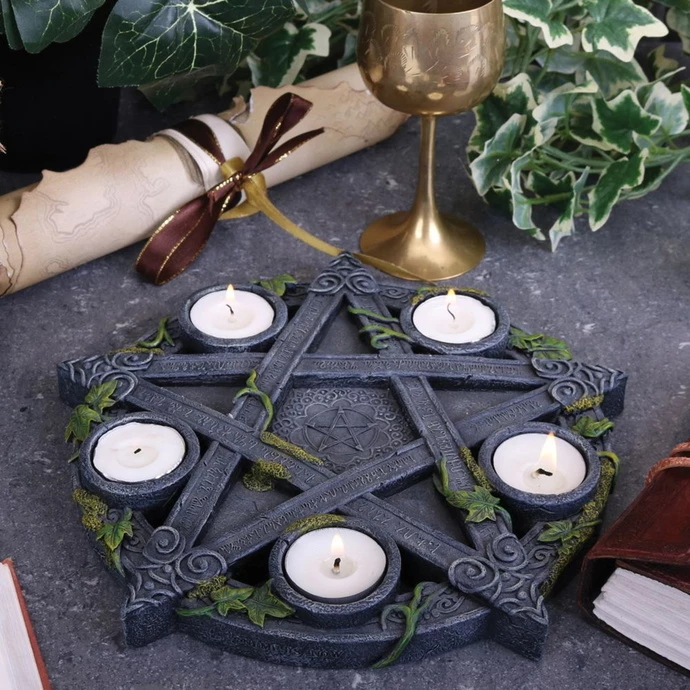 Candlestick (decoration) Wiccan Pentagram Tea - Image 2